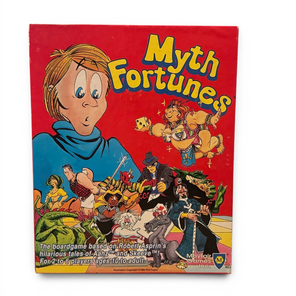 Mayfair Games Myth Fortunes Board Game Red 1989 Robert Asprin Fantasy Complete